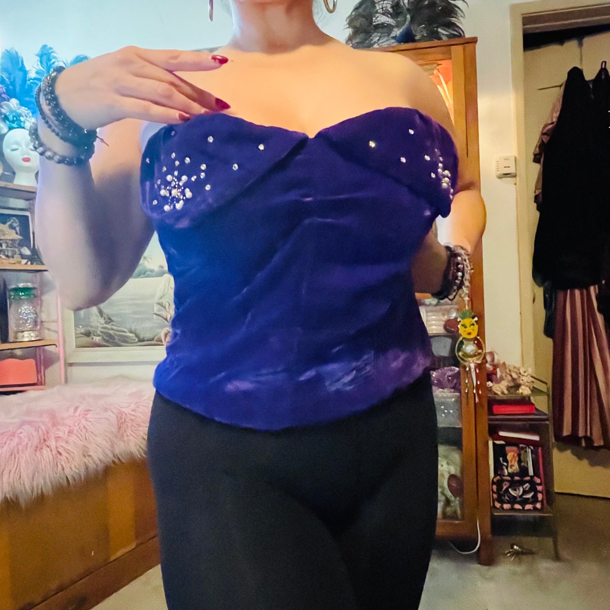Excited to share the latest addition to my #etsy shop: Vintage Velvet Strapless Top VLV Rockabilly Pinup etsy.me/3zs24Ii #purple #s #no #vlv #rockabilly #vintagetop #vtgstraplesstop #velvettop #vtgvelvettop