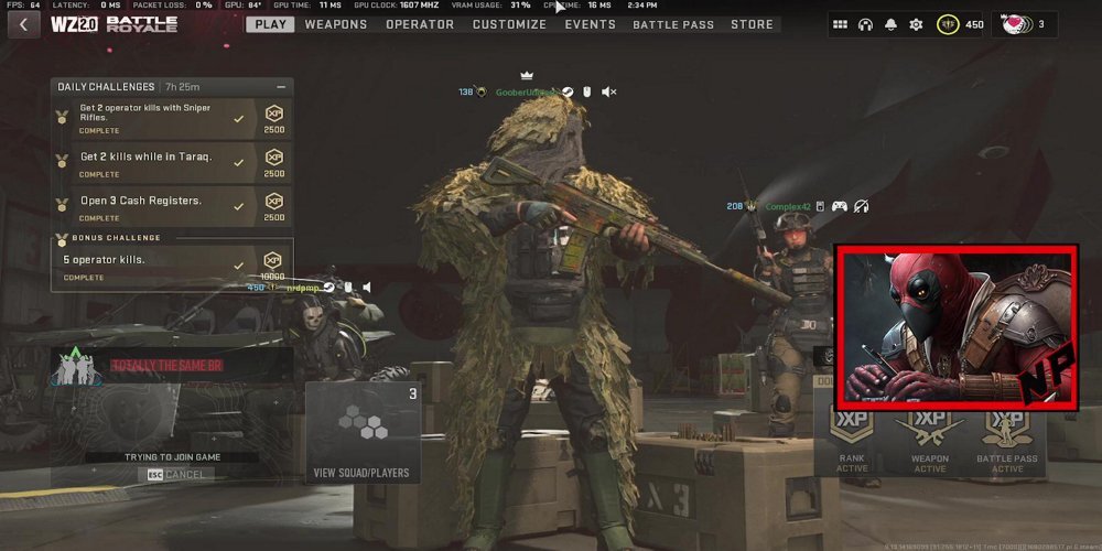 nrdpmp's tweet photo. Going live on Twitch! I am playing Call of Duty: Warzone, swing by https://t.co/g1GV0p3ZS7 and chill! #tatmanarmy #twitch #vaultthewingman https://t.co/T5bIuZDUNC