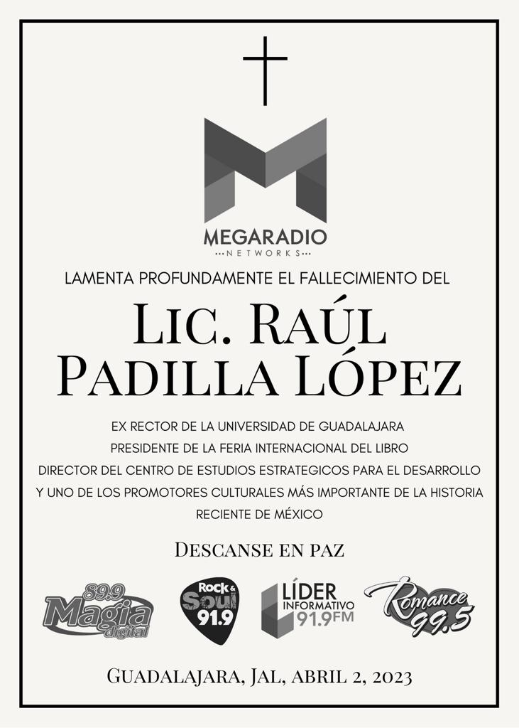 Ramiro_Escoto's tweet photo. Quienes formamos parte de grupo #Megaradio nos #Solidarizamos al sentimiento de amigos y familiares de #RaulPadillaLopez QDEP https://t.co/JOcDwOx6II