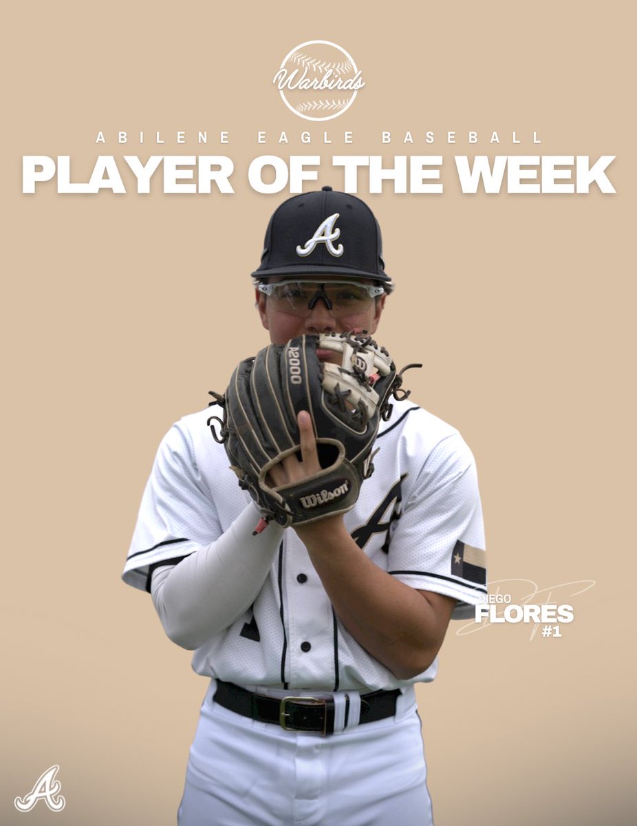WarbirdBaseball's tweet photo. Player of the Week

Diego Flores
• .400 BA/3 RBIs
• 5.1 IP/1.3 ERA
• 1 Win
• 1.000 Fielding Pct.

#WTD | #EagleBaseball⚾️ https://t.co/QAixCMgksr