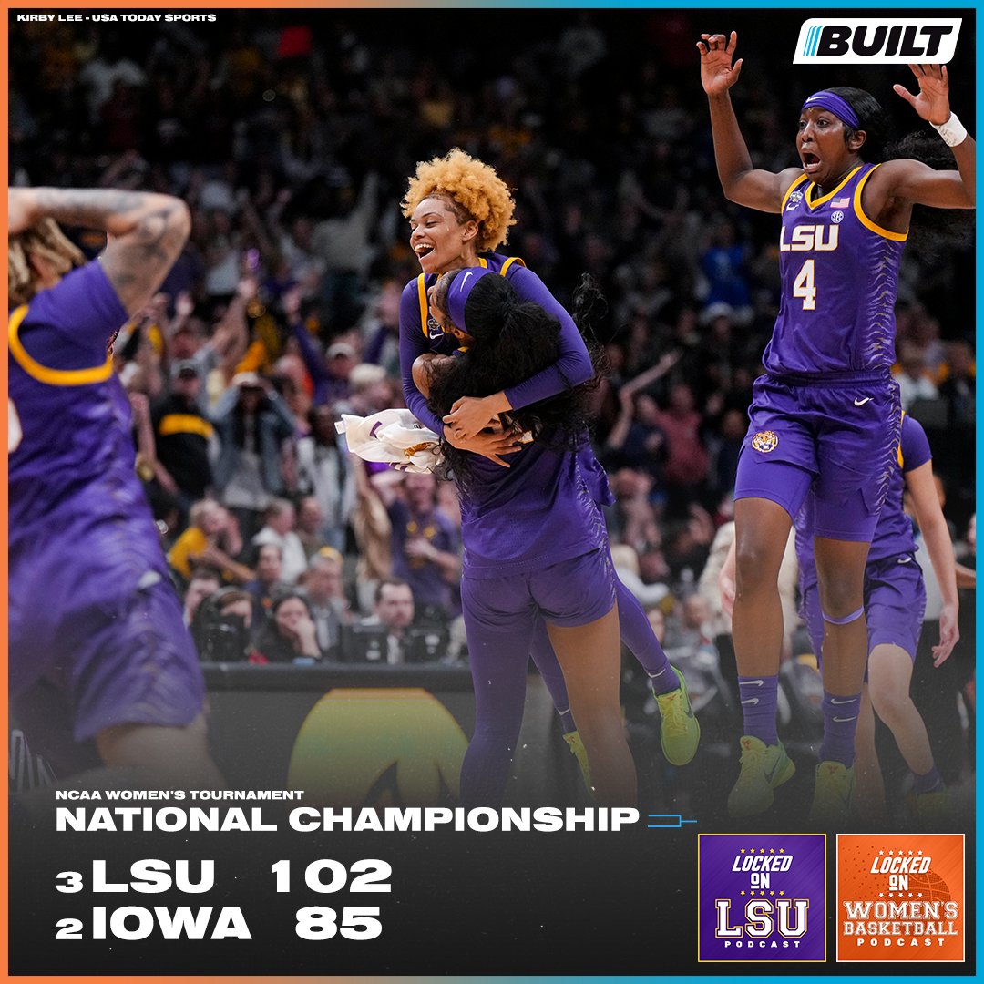 LockedOnNetwork's tweet image. NATIONAL CHAMPS! 

The LSU Tigers take a 102-85 win over Iowa to claim their first national title! 🔥 

#NATIONALCHAMPIONSHIP