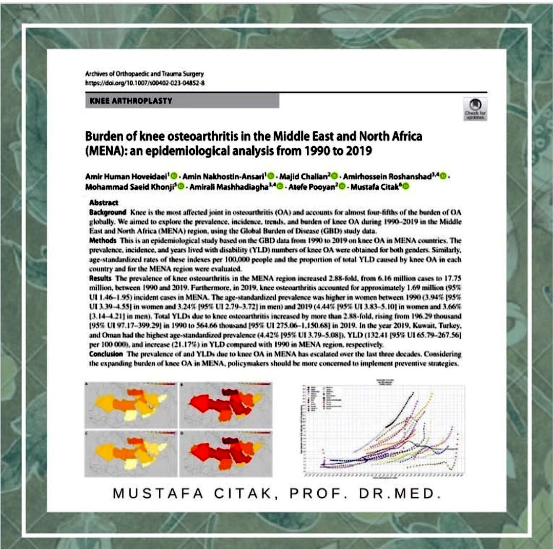 Here is our paper about burden of #knee #osteoarthritis in #MENA during last 30 years in #knee_arthroplasty section of Arch Orthop Trauma Surg.
doi.org/10.1007/s00402…
Many thanks to our brilliant colleagues for their all support 
#orthoresearch
#orthotwitter 
#orthoiran