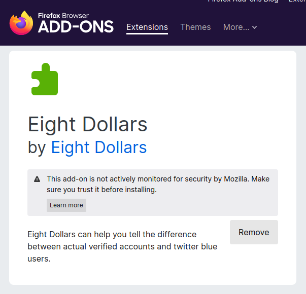 murphtracks's tweet photo. While Elon's decision to lump all checkmarks into one category is ultimately a political move to legitimize disinformation specialists, there is still a way to view them separately using browser extensions.

I highly recommend "Eight Dollars" for Chrome and Firefox. It's free. https://t.co/GHQ75k9ra6