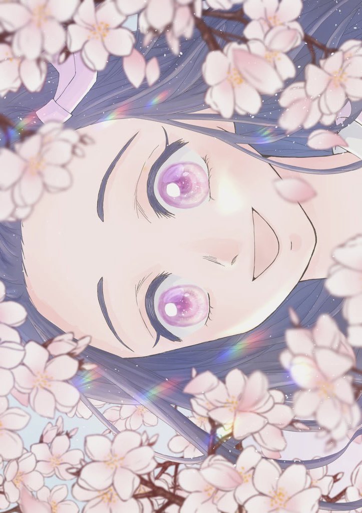 kamado nezuko 1girl solo smile looking at viewer flower cherry blossoms open mouth  illustration images