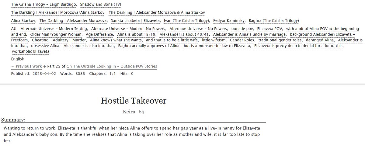 Keira_63's tweet photo. Hostile Takeover
(8k)

Wanting to return to work, Elizaveta is thankful when her niece Alina offers to be a live-in nanny for her and Aleksander’s baby. By the time she realises Alina is taking over her role as mother and wife, it is too late to stop her.

https://t.co/ZwyxzVH1vX https://t.co/anMx0NuwXj