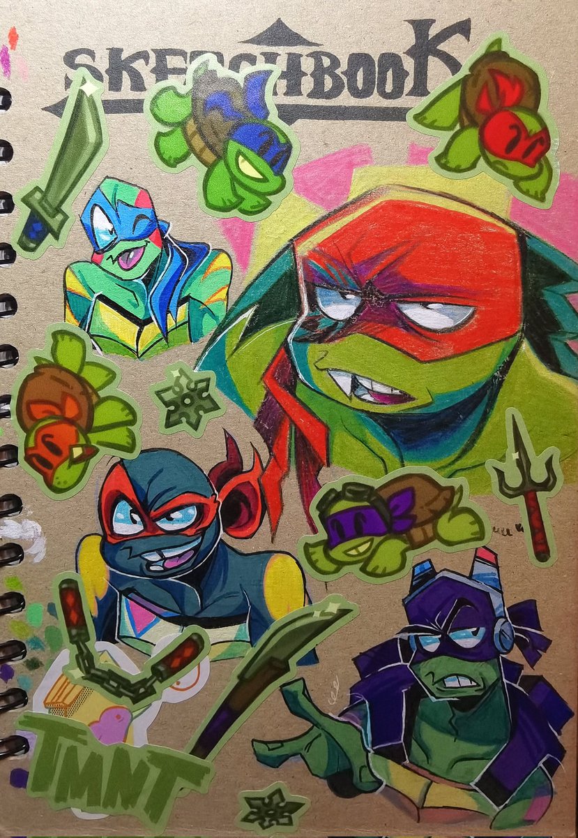 PetrPetushok's tweet photo. Sketchbooks cover is finished😈💅
#RiseOfTheTMNT #ROTTMNT #rottmntRaph #rottmntDonnie #rottmntLeo #rottmntMickey #traditionalart https://t.co/aoYYQR2vlz