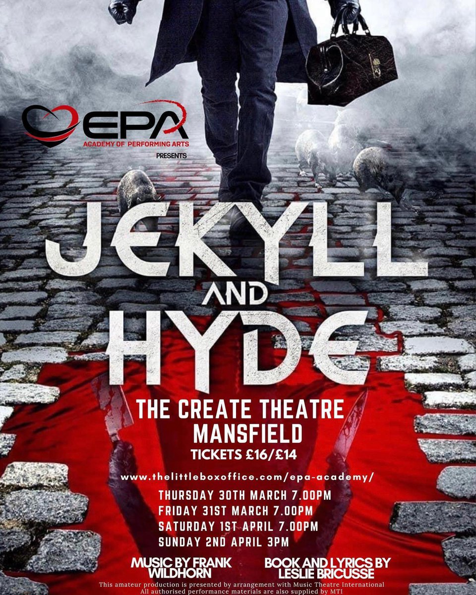 <a href="/MaxineEPA/">EPA♥</a> #JekyllAndHyde #WestNottsCollege @lynnnel1 @adam_howell Final performance of the gothic classic was thrilling, edge of the seat stuff. kevcastletheatrereviews.blogspot.com/2023/04/jekyll…
