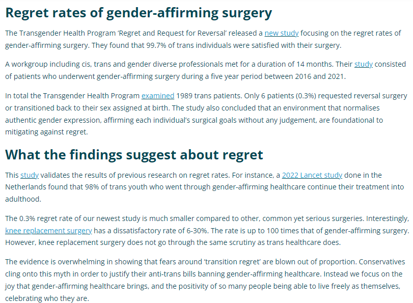 Surgical regret/detransition shows up again at less than 1% again, in a new study from January 2023.

gendergp.com/new-study-conf…