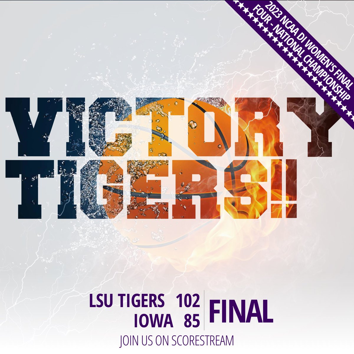 Congratulations, LSU! You proved that you are a true champion and team and not one person won the game for you. It was a team effort. But the absolute better team won, hands-down
NCAAW BKB: The LSU Tigers defeat the Iowa Hawkeyes 102 to 85
scorestream.com/game/iowa-vs-l…
#ScoreStream