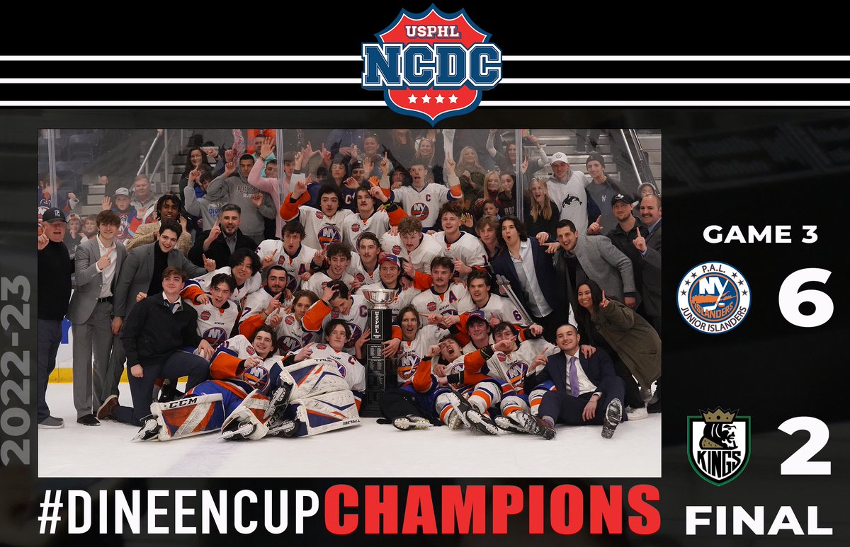 USPHL (@usphl) on Twitter photo #DineenCupChampions: Here they are, folks. The official post-game Championship Team picture of the @JrIsles_NCDC @PALIslanders, your 2022-23 #NCDC #DineenCup Champions!
Congrats to all the players, parents, billet parents, staff, ownership and the fans at <a href="/NHIceCenter/">NorthwellHealthIC</a>! #DineenCupChampions: Here they are, folks. The official post-game Championship Team picture of the @JrIsles_NCDC @PALIslanders, your 2022-23 #NCDC #DineenCup Champions!
Congrats to all the players, parents, billet parents, staff, ownership and the fans at <a href="/NHIceCenter/">NorthwellHealthIC</a>!