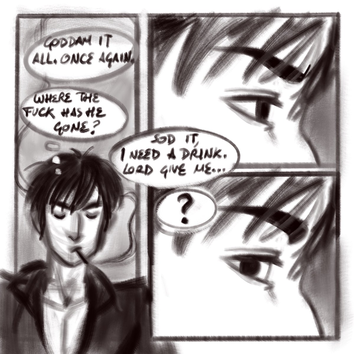 Neddea's tweet photo. 1/?
You know the fear of not showing the world something perfect and being judged for the flaws, but still wanting to share the thing? Well, here’s to get over that fear: my first Vashwood comic, still in sketch form but I don’t know if I’ll ever be able to finish it properly 🤷🏻‍♀️ https://t.co/gmeeepTrMh