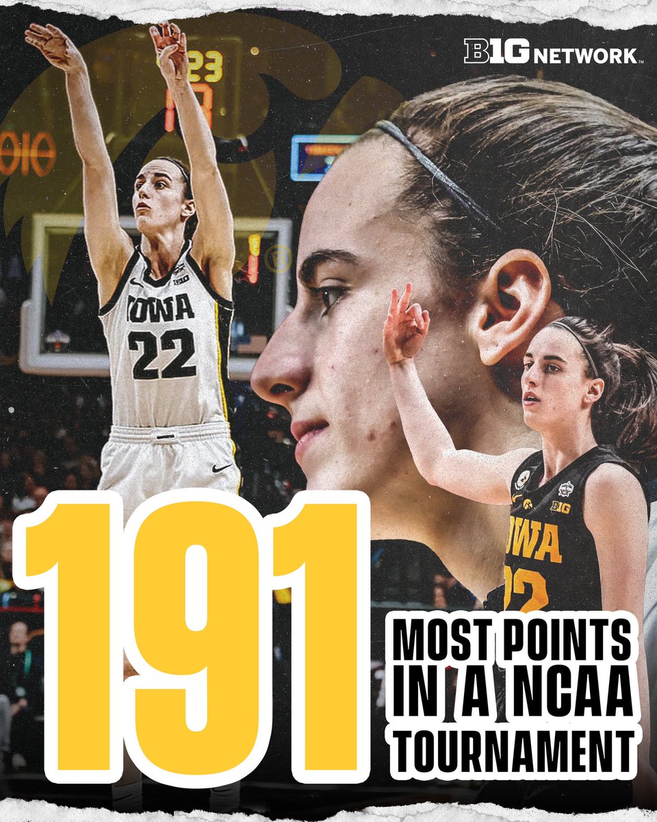 IowaOnBTN's tweet photo. The most points in an @NCAA Tournament. Ever. 🤌

#WFinalFour x #B1GStats https://t.co/q1cVXRviRO