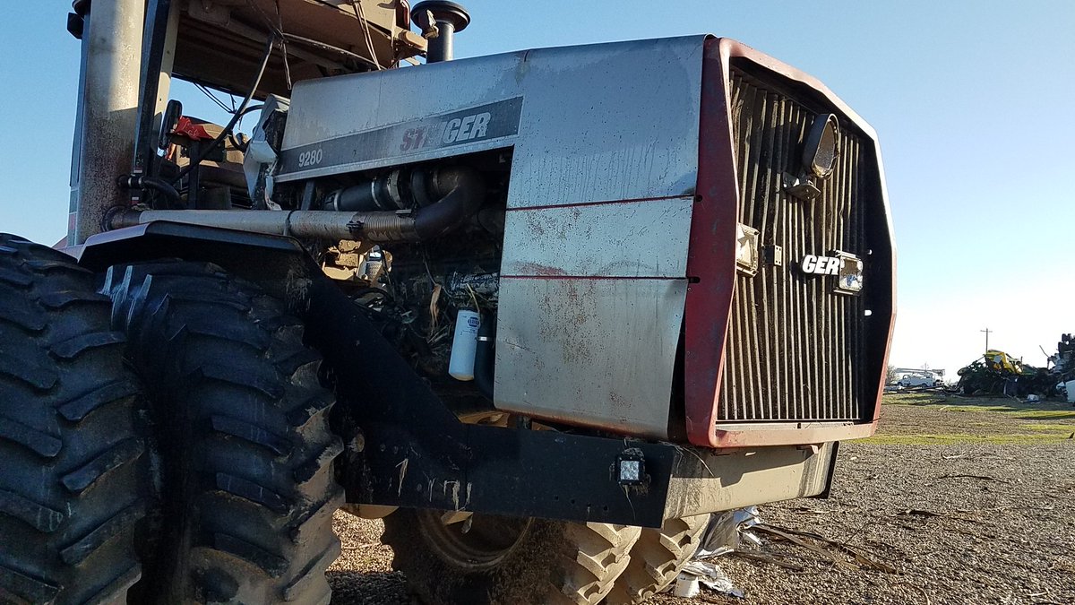 This garm is north of Palestine and predominantly sandier soils with irrigation.  This side of the tractor was facing the direction of the incoming storm. This is only from the sand "blasting "the hood