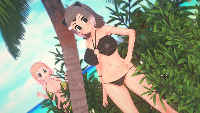 水着を着て海に来たプレビーちゃん🏝 