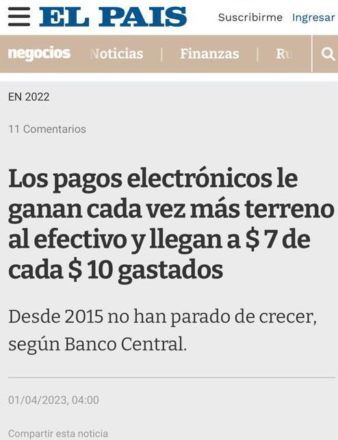 MagnoliaFA_uy's tweet photo. Al final el pago electrónico lo usaba la mayor parte de los uruguayos. Siete de cada 10 pesos se gasta vía electrónica, dónde el gobierno sacó el beneficio de 2% de descuento. Una vez más, el presidente nos mintió. https://t.co/tqnNjw0F72