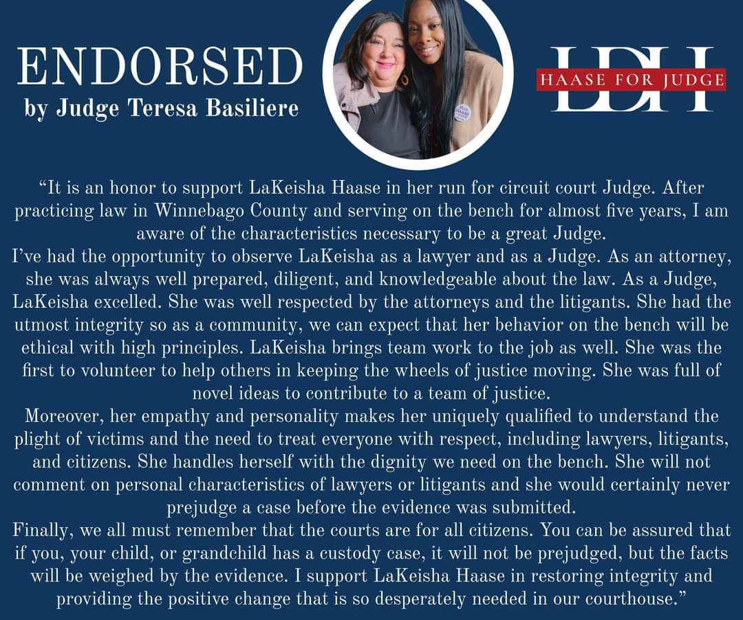 JudgeHaase's tweet image. Thank you for the glowing endorsement, Judge Basiliere, Winnebago County, Branch I.