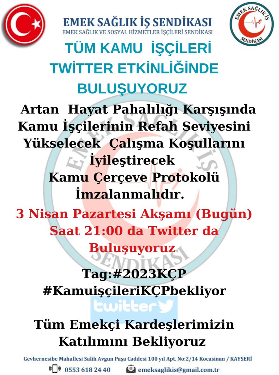 TÜM KAMU İŞÇİLERİ  
TWİTTER ETKİNLİĞİNDE  BULUŞUYORUZ
#2023KÇP
#KamuişçileriKÇPbekliyor