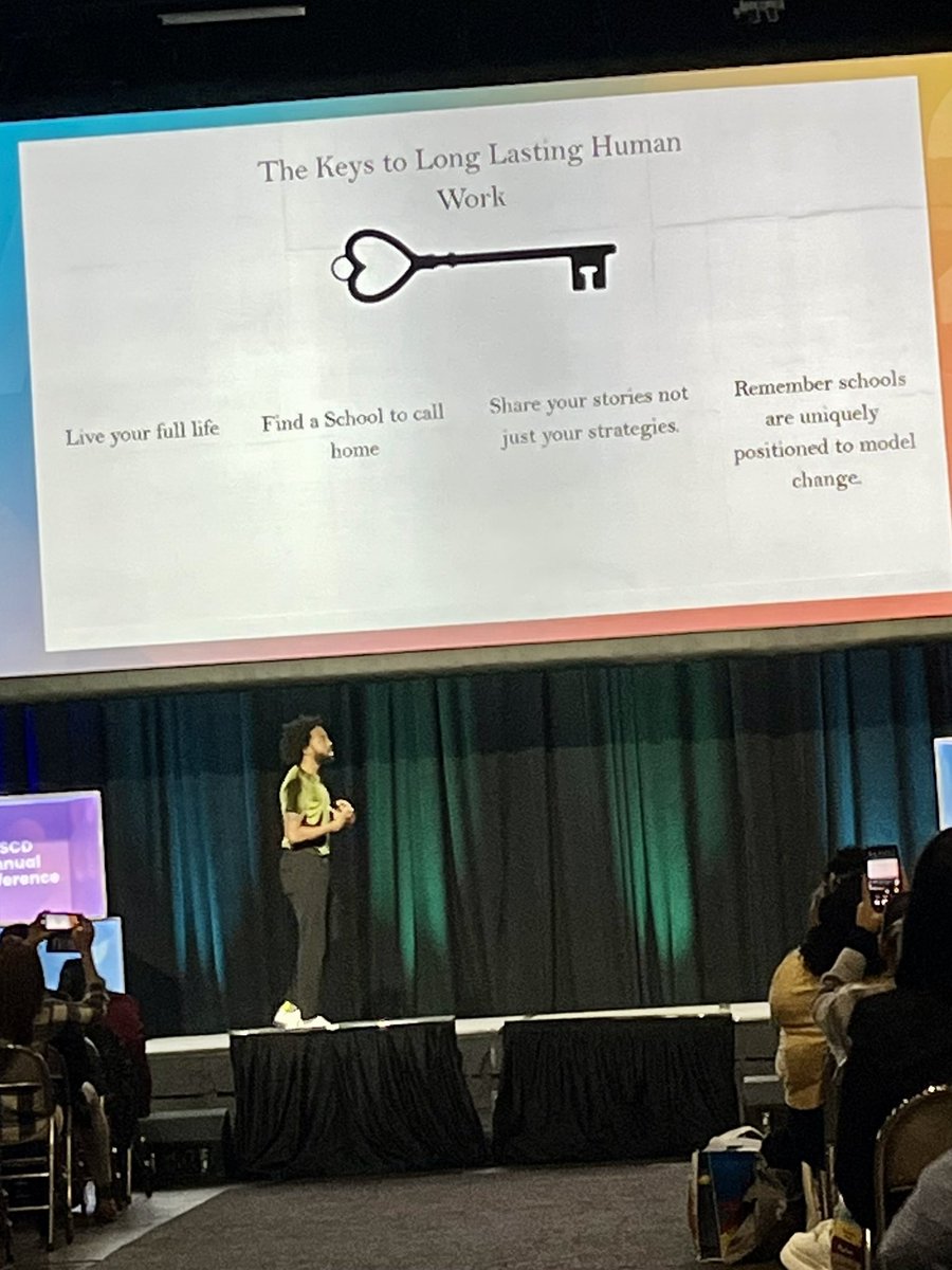 Sgraceskidmore's tweet photo. Great words and reflection from @PresidentPat this afternoon @ASCD. Thanks for the the reminder of teacher humanity and the special place schools and teachers are in to model change. https://t.co/h5gvMFimKr