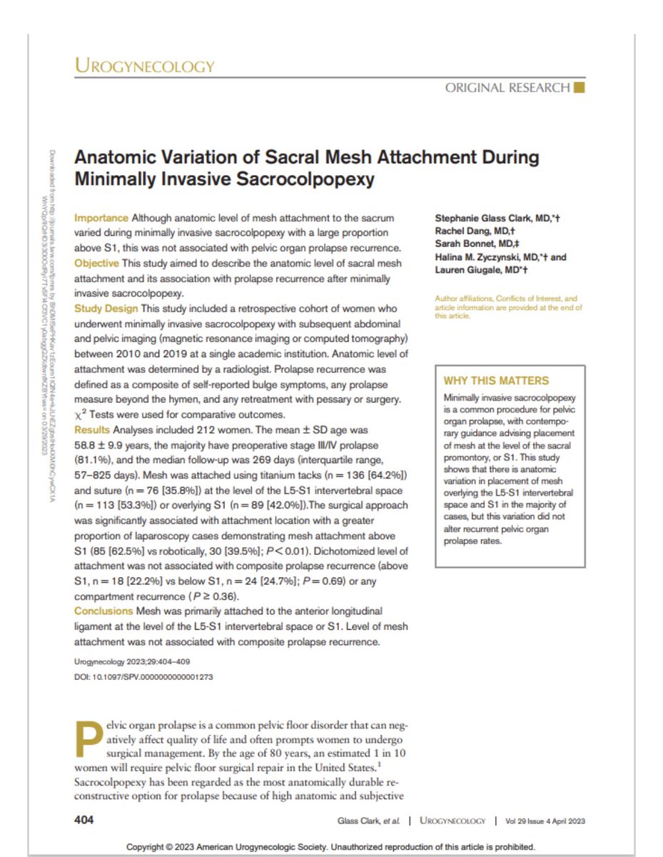 New Publication alert! 🚨 <a href="/UPMCPhysicianEd/">UPMC Physician Resources</a> <a href="/UrogynJournal/">UROGYNECOLOGY</a> 

<a href="/SGlassClarkMD/">StephanieGlassClarkMD</a> <a href="/DrLaurenG/">Lauren Giugale, MD</a> <a href="/HalinaZyczynski/">Halina Zyczynski</a>