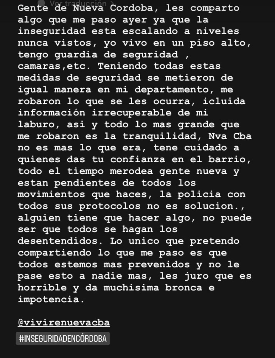 Mas allá de lo materia que va y viene; el mal momento, la bronca, impotencia, y el constante miedo e inseguridad que queda, no lo saca nadie. <a href="/JSchiaretti/">Juan Schiaretti</a> <a href="/MartinLlaryora/">Martín Llaryora</a> <a href="/alferdez/">Alberto Fernández</a> Empiecen a invertir en la seguridad de la calle!! <a href="/VivireNuevaCba/">VivirenNuevaCórdoba®</a>