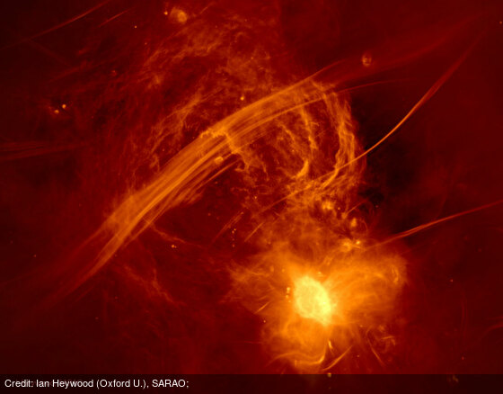 apod's tweet image. The Galactic Center Radio Arc: apod.nasa.gov/apod/ap230403.… by Ian Heywood (Oxford U.), SARAO;