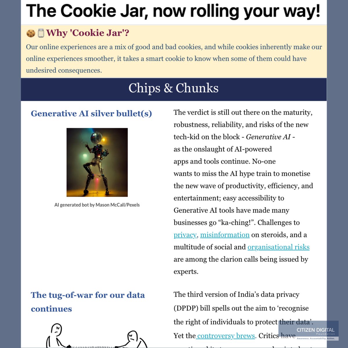 📢Hurrah! We just rolled out The Cookie Jar - our crackling new newsletter.🎉
Use it to be that cool cookie that questions and reads the fine-print.

Sign up and stay tuned, using this link: tinyurl.com/ykwzdzuu

#MonthlyNewsletter #responsibleinnovation #TechUpdates
