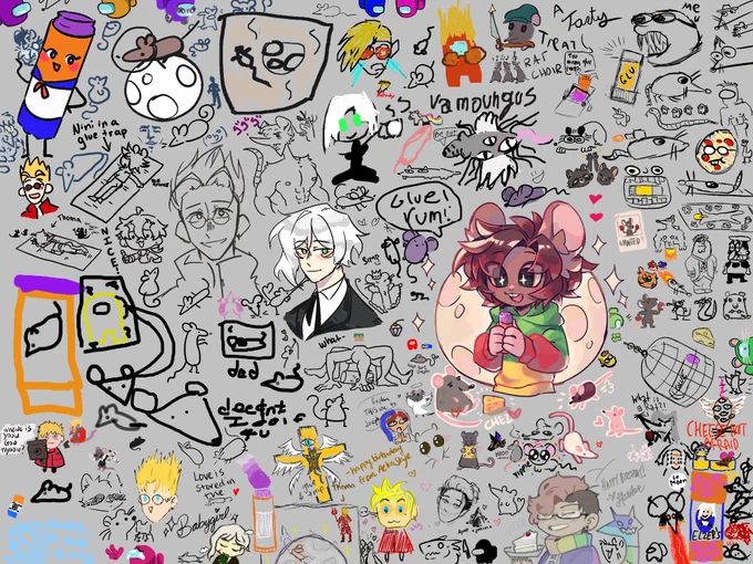 I FORGOT TO POST THIS BUT!!! THANK YOU TO EVERYONE WHO JOINED MY BIRTHDAY STREAM A FEW DAYS AGO AND DREW ON THE BIG OL CANVAS!!!! 