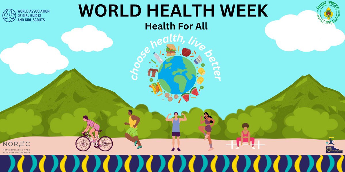 Join us in celebrating Health Week  from today the 3rd of April to the 8th of April and take a step towards a happier, healthier you! #yessgirlsmovement #yessgirlsmovement23 #WAGGGS #norec #NepalScouts