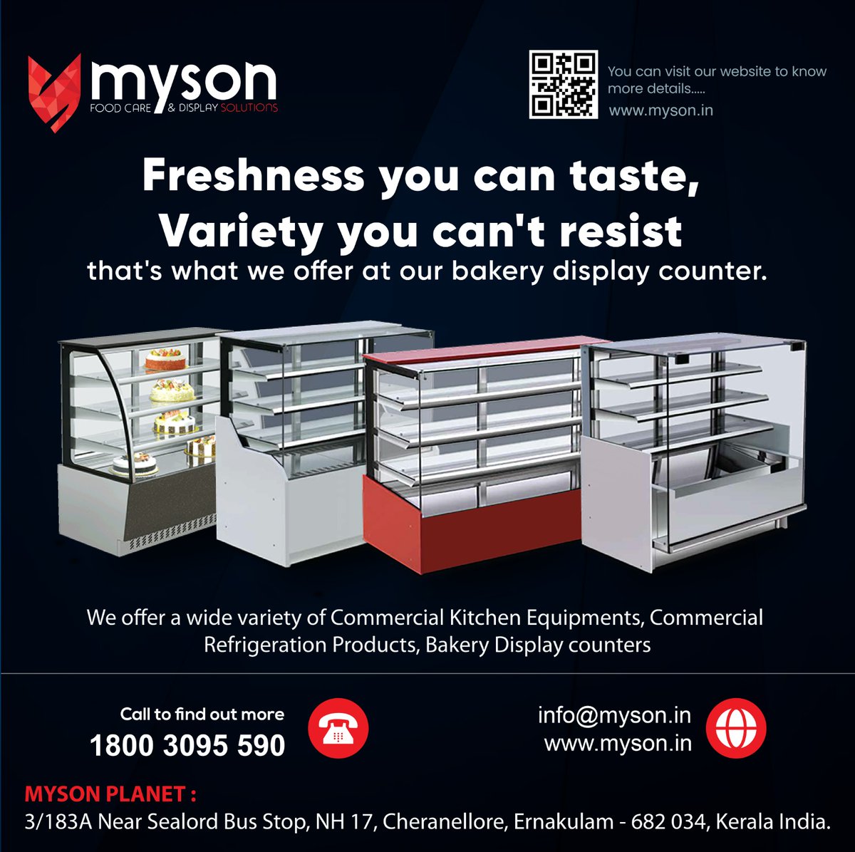 mysonfoodcare's tweet image. Freshness you can taste,
Variety you can&apos;t resist
that&apos;s what we offer at our bakery display counter.
.
.
#myson #displaycounter #lifestyle #modularkitchen #commercialkitchen #kitchenequipment
.
.
.
.
📷 myson.in
📷 Cheranellore, Ernakulam, Kerala
📷 1800 3095 590