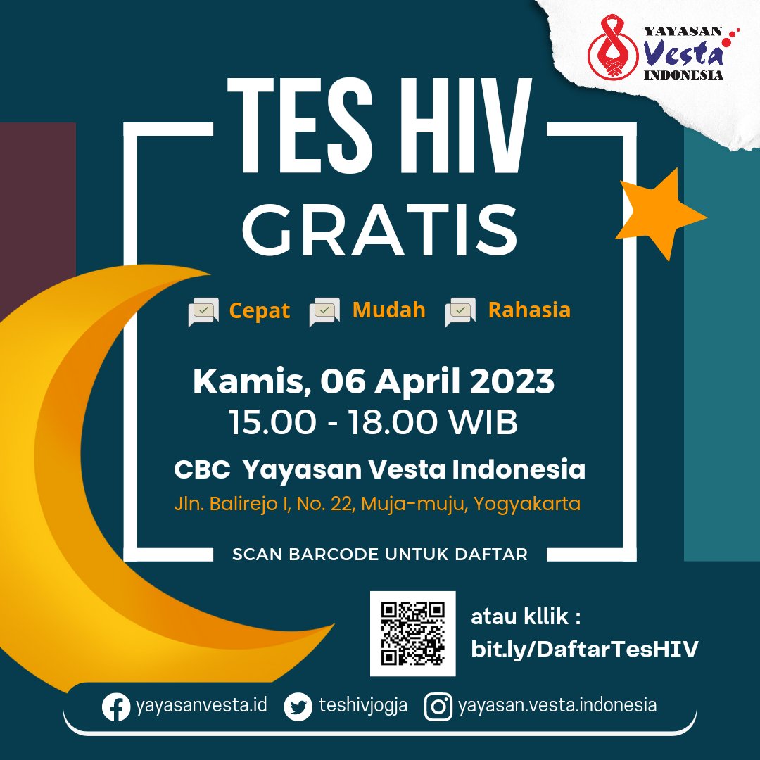 testjog_id's tweet photo. Scan barcode untuk pendaftaran 🙏

#yayasanvestaindonesia #teshivjogja #gettested #staysafe #lifepositively https://t.co/9PQ6tb7GLB