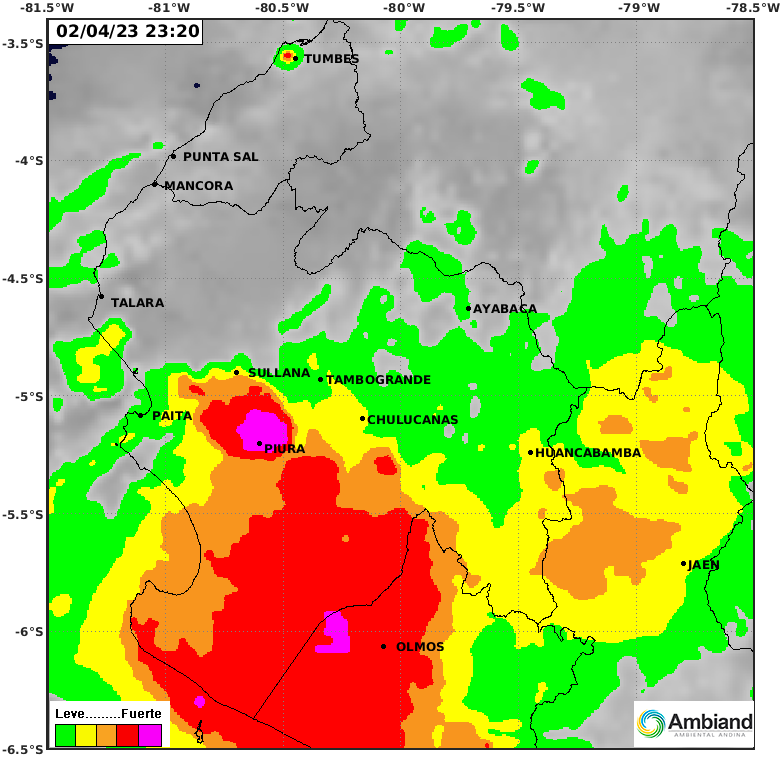 hombredeltiempo's tweet photo. 11:20PM #Piura en el centro de la #Tomenta (pequeña pero intensa). Otro foco aparece sobre la ciudad de #Tumbes https://t.co/XTZ4TQi7R9