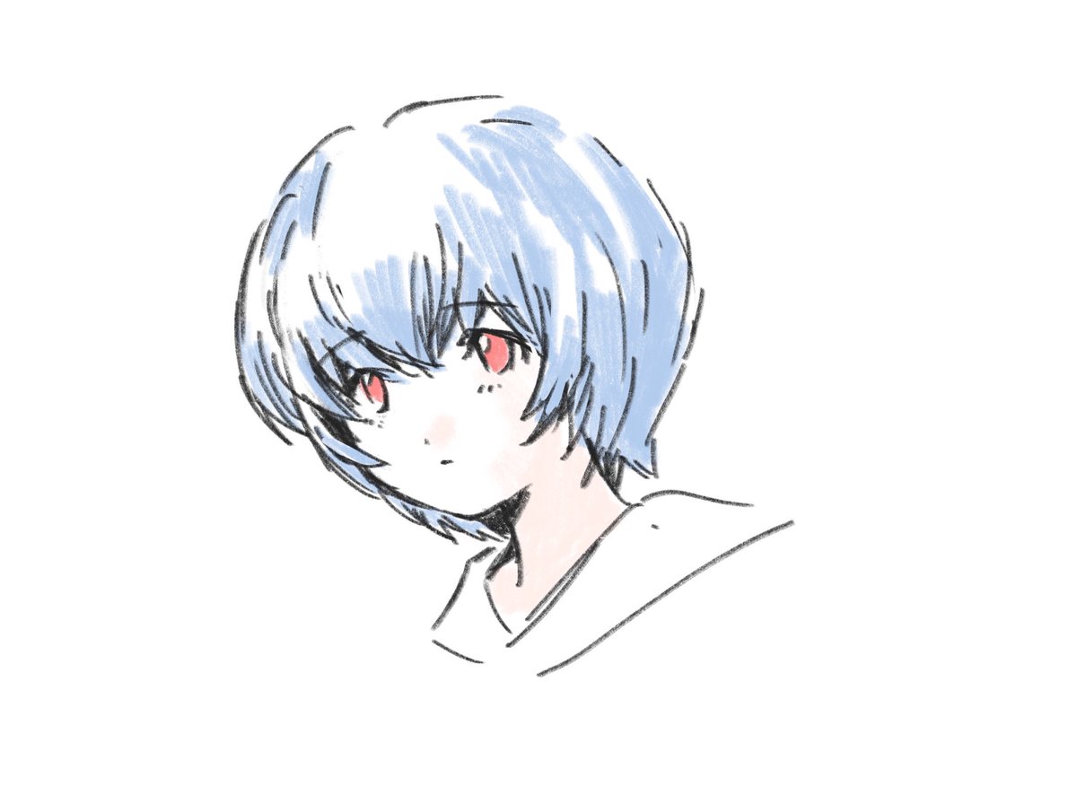ayanami rei 1girl solo blue hair red eyes white background short hair simple background  illustration images