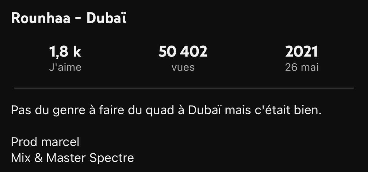 ThisIsRounhaa's tweet photo. Le clip Dubaï de Rounhaa vient de passer les 50k 🙏🏾
👇🏾👇🏾
https://t.co/HSa6lWDln7 https://t.co/78YcFNxHsk