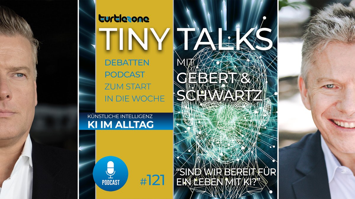 OSchwartz's tweet photo. Im zweiten Teil des „Künstliche #Intelligenz“-Specials bei #Turtlezone Tiny Talks sprechen Dr. Michael Gebert und Oliver Schwartz heute über KI in unserem privaten Alltag. Überall, wo es Podcasts gibt und unter https://t.co/xEEiCvMhN5. #KI #AI #Podcast https://t.co/ZwDBGefaLu