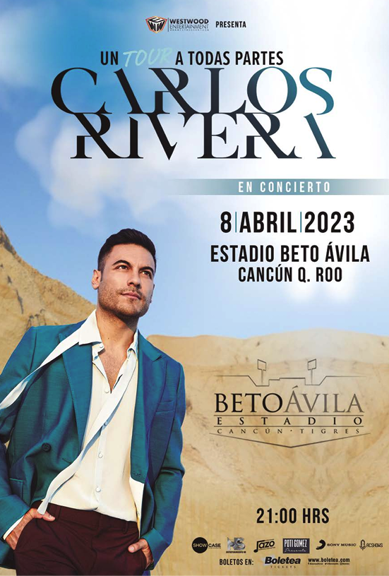 ProyectoBrujula's tweet photo. ¡Carlos Rivera en #Cancún"! ✨👏🏼

Carlos Rivera llega a Cancún presentando su nuevo tour #UnTourATodasPartes en el que podrás disfrutar del exitoso actor, cantante y compositor mexicano 🎙️

Compra tus boletos en línea 
🎟️ https://t.co/TQnogJ4Zgq https://t.co/5EhiUhuHhk