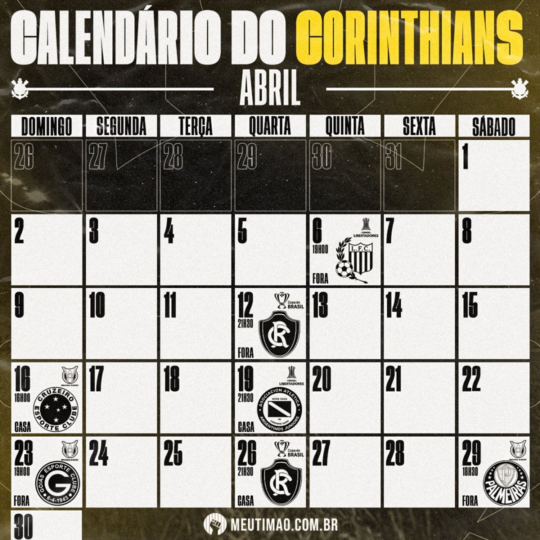 Confira o calendário de jogos do Corinthians em maio; veja dias e horários  - Jogada - Diário do Nordeste