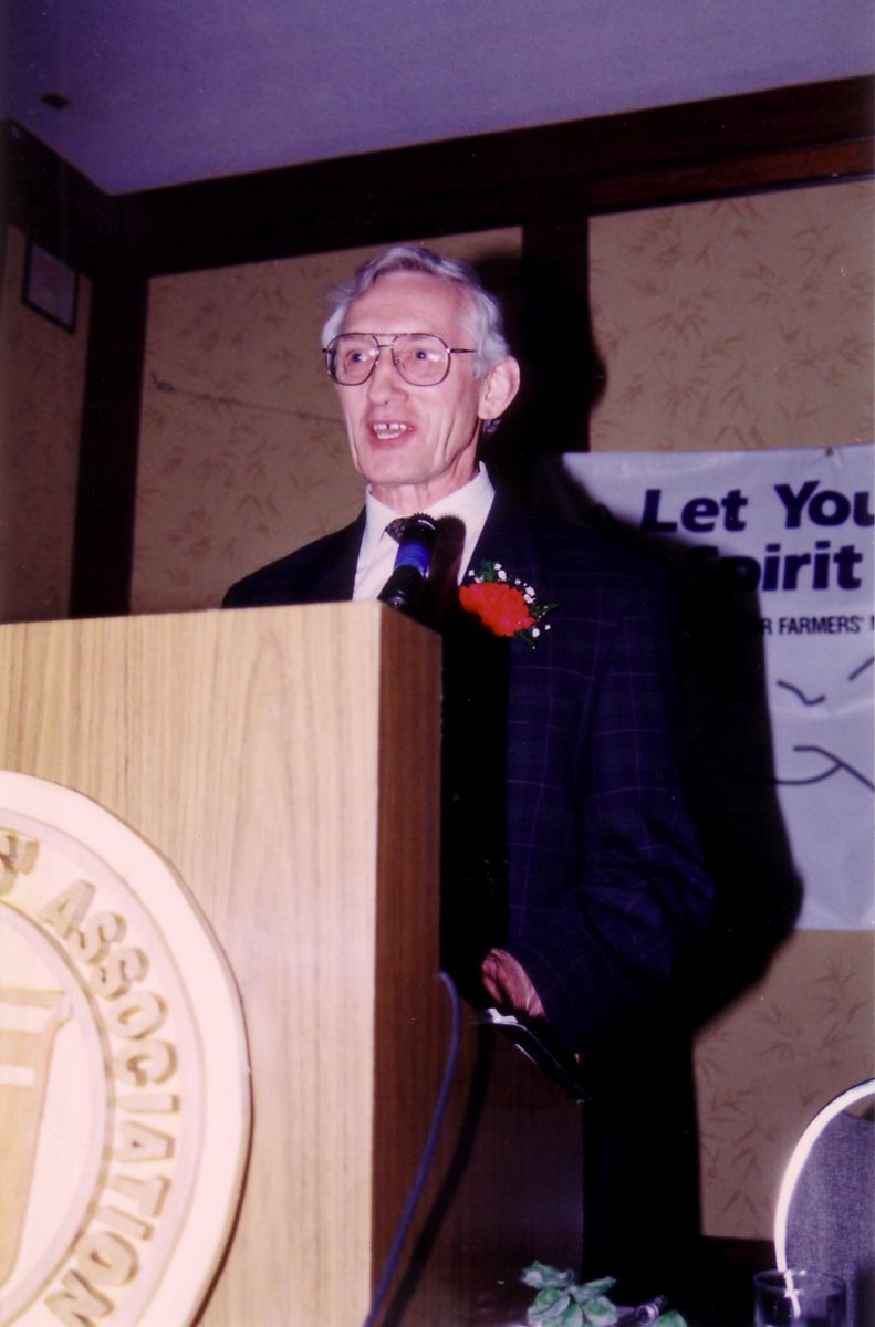 JF_Historian's tweet photo. Needing help identifying this speaker at the Junior Farmers' 1997 Provincial Conference. @FCCOntario was on the banquet program for speaking, so I'm thinking this could be a rep. Emailed 22 days ago and haven't heard back. The event was at the Peterborough Inn that year. https://t.co/2Zu6psrbSv