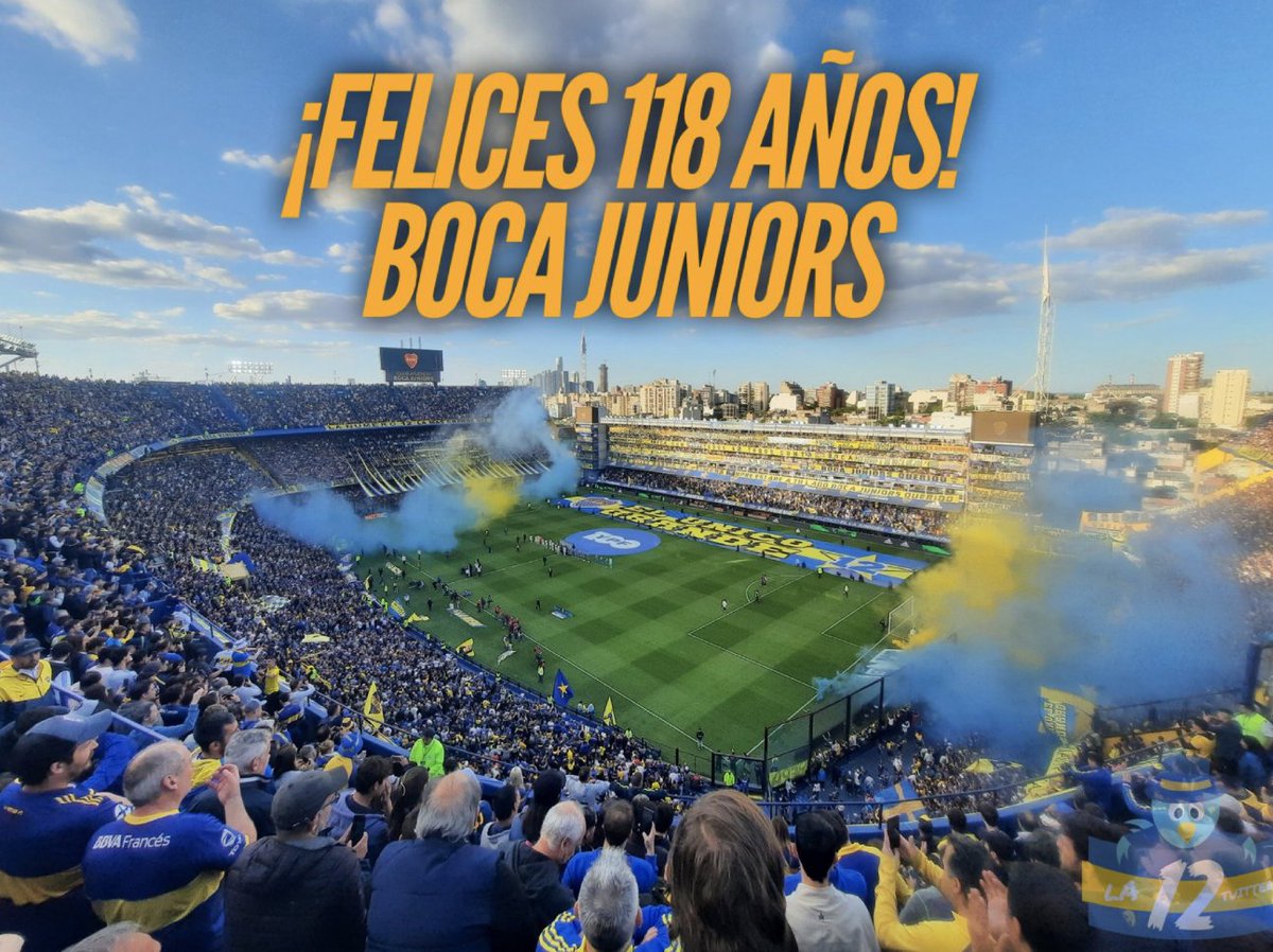 ¡FELICES 118 años Club Atlético Boca Juniors!💙💛💙 

🔹El movimiento popular más grande del MUNDO. 
🔸El único grande. 
🔹El que nunca descendió, el que mas copas ganó.