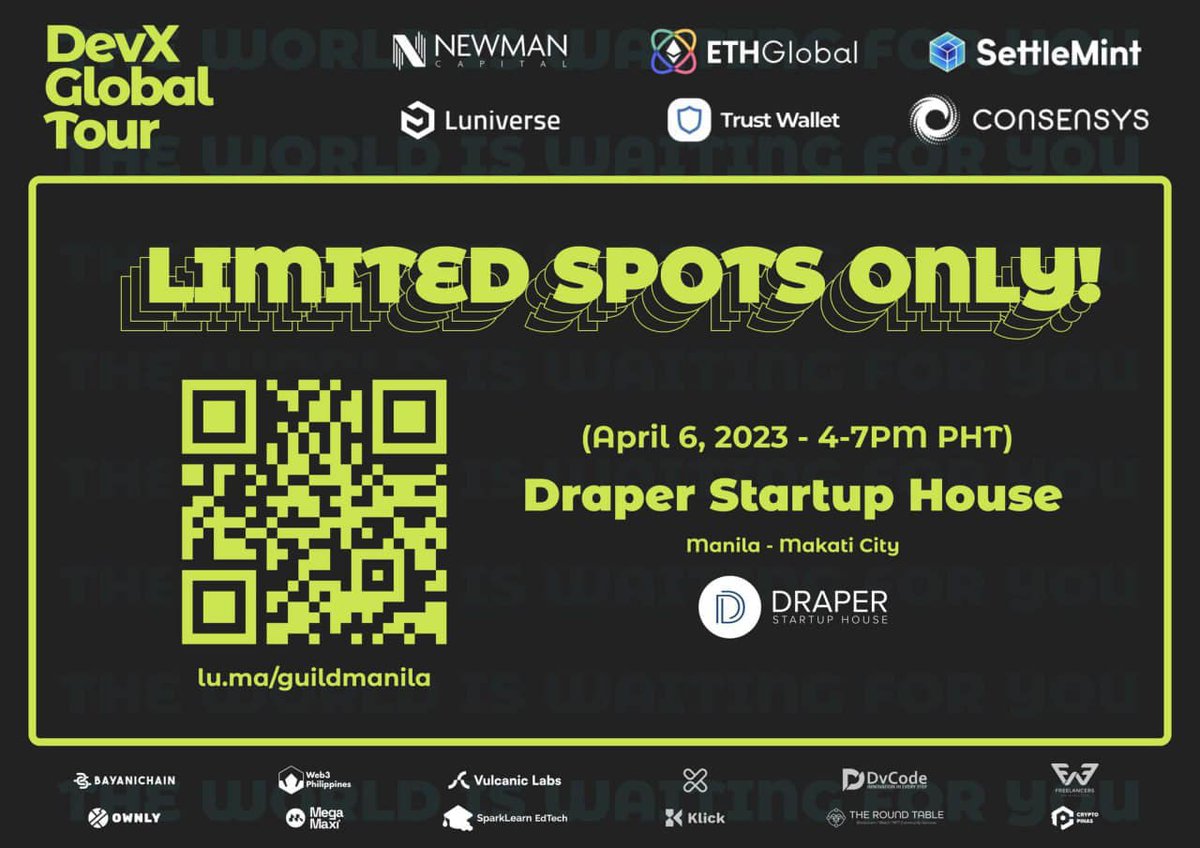 We are excited to announce that @0xPolygonLabs is on the lookout for the next Developer X and they're bringing their search to a global stage.

Sign up here lu.ma/guildmanila and be a part of this exciting event!

#PolygonGuildManila
#DevXGlobalTour
#TheRoundTable