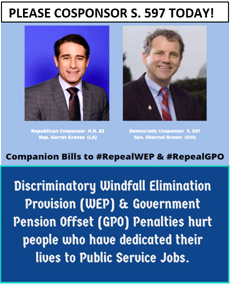 WE NEED YOUR HELP TODAY!!!! 
PLEASE COSPONSOR S 597  
#RepealWEP #RepealGPO  
MANY OF YOUR CONSTITUENTS ARE FALLING INTO POVERTY!!!!
<a href="/MittRomney/">Mitt Romney</a> @PeterWelch
<a href="/MarkWarnerVA/">Mark Warner HQ</a> <a href="/timkaine/">Tim Kaine</a>
<a href="/SenatorCantwell/">Sen. Maria Cantwell</a> <a href="/Sen_JoeManchin/">Senator Joe Manchin</a>
<a href="/SenCapito/">Shelley Moore Capito</a> <a href="/SenRonJohnson/">Senator Ron Johnson</a>
<a href="/SenJohnBarrasso/">Sen. John Barrasso</a> <a href="/SenLummis/">Senator Cynthia Lummis</a>