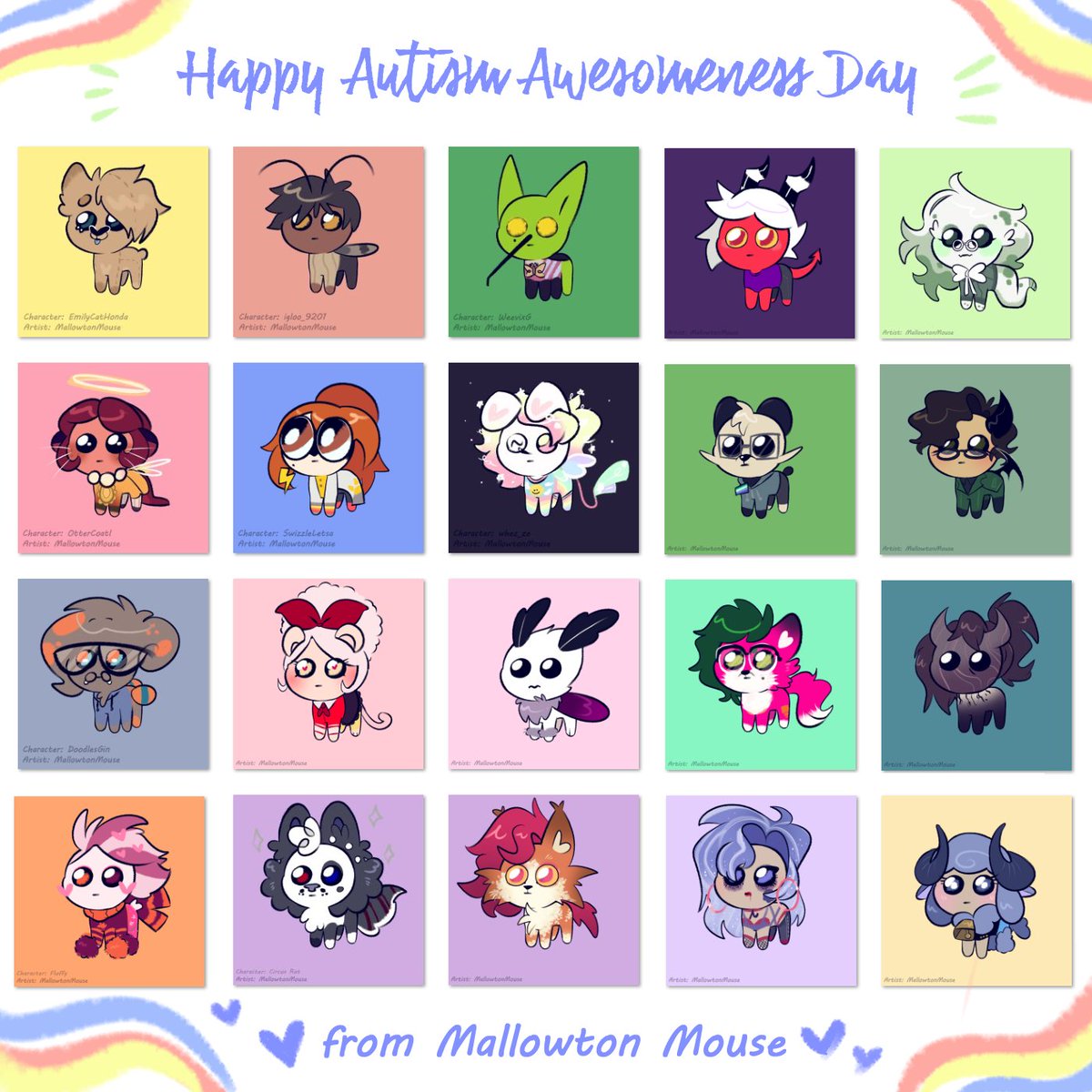 ⭐️Hello! 🌈
To celebrate Autism Awareness Day, I made little Autism creatures! Though, I couldn't make them for everyone who wanted one, sorry ;w; 💙💙💙
#AutismAwarenessDay #AutismAcceptanceDay 
#HazbinHotel #originalcharacter #furryoc
