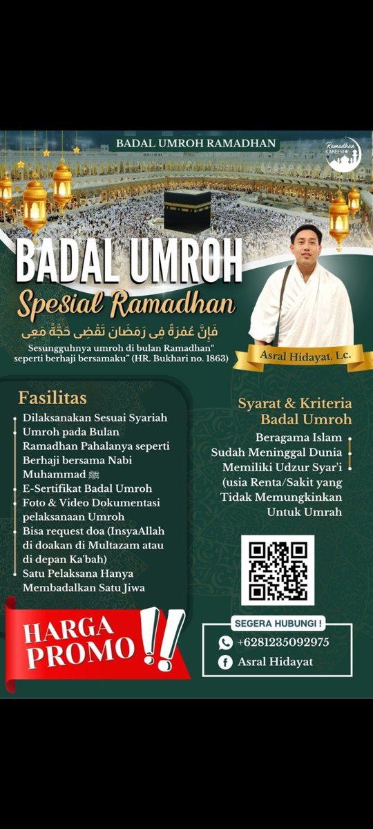 Mumpung masih di bulan suci ramadhan insyaallah.. 
#UmrahMurah
#BadalUmrah
#BadalHaji
#Umrah