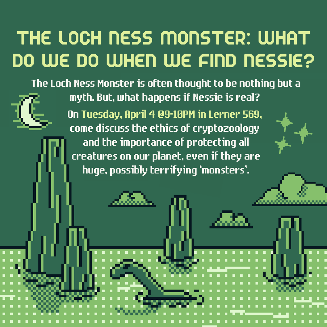 ColumbiaPolicy's tweet photo. Is the Loch Ness Monster real??!! Does Nessie eXiSt??!! Join us this Tuesday to find out. On a more serious note though, come discuss the ethics of cryptozoology and why all creatures—including monsters—are worth protecting. https://t.co/JjailDwkt9