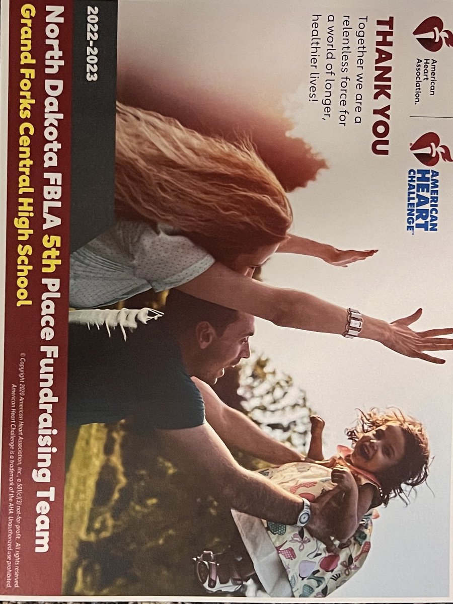 Kaylee Anderson accepting our 5th place certificate for supporting the American Heart Association! <a href="/GFC_Activities/">GFC Activities</a> <a href="/GFSchools/">Grand Forks Public Schools</a>