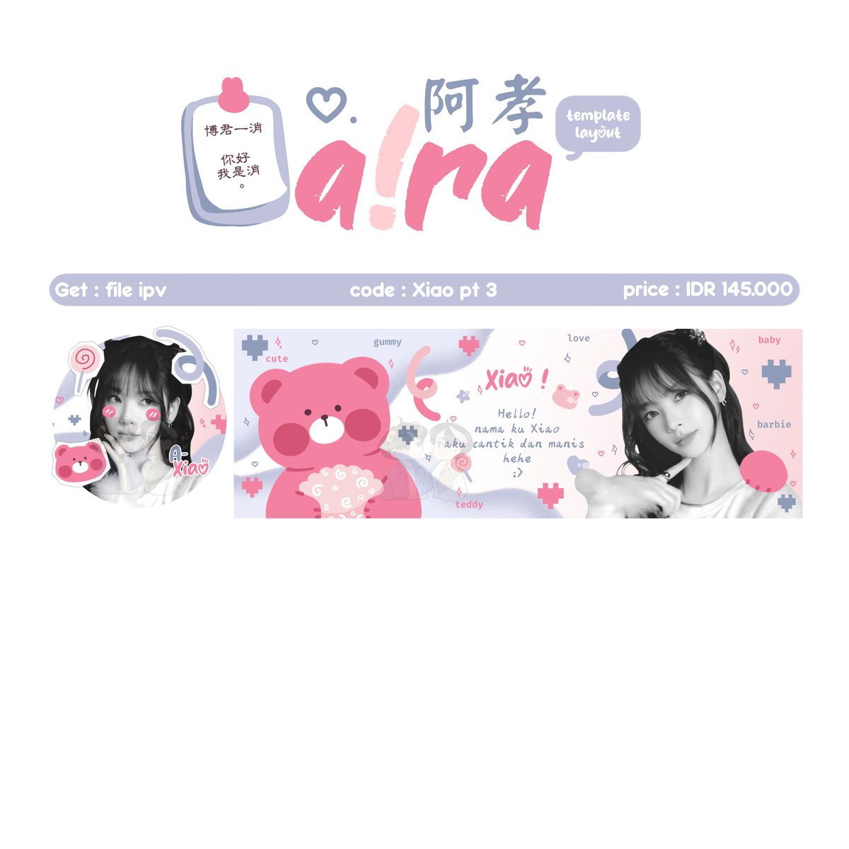 tqeby's tweet photo. 🐰A retweet would be appreciated, belloefie!

Ai open hari ini jam 18:00 malem nanti, untuk template layout di bawah dengan harga yg sudah tertera. File ipv (ibis paint) yah. Pay bisa melalui Qris.
Code dan harga bisa cek di foto atau alt 🍭
#zonauang #zonaba https://t.co/DB7XZdqVlv