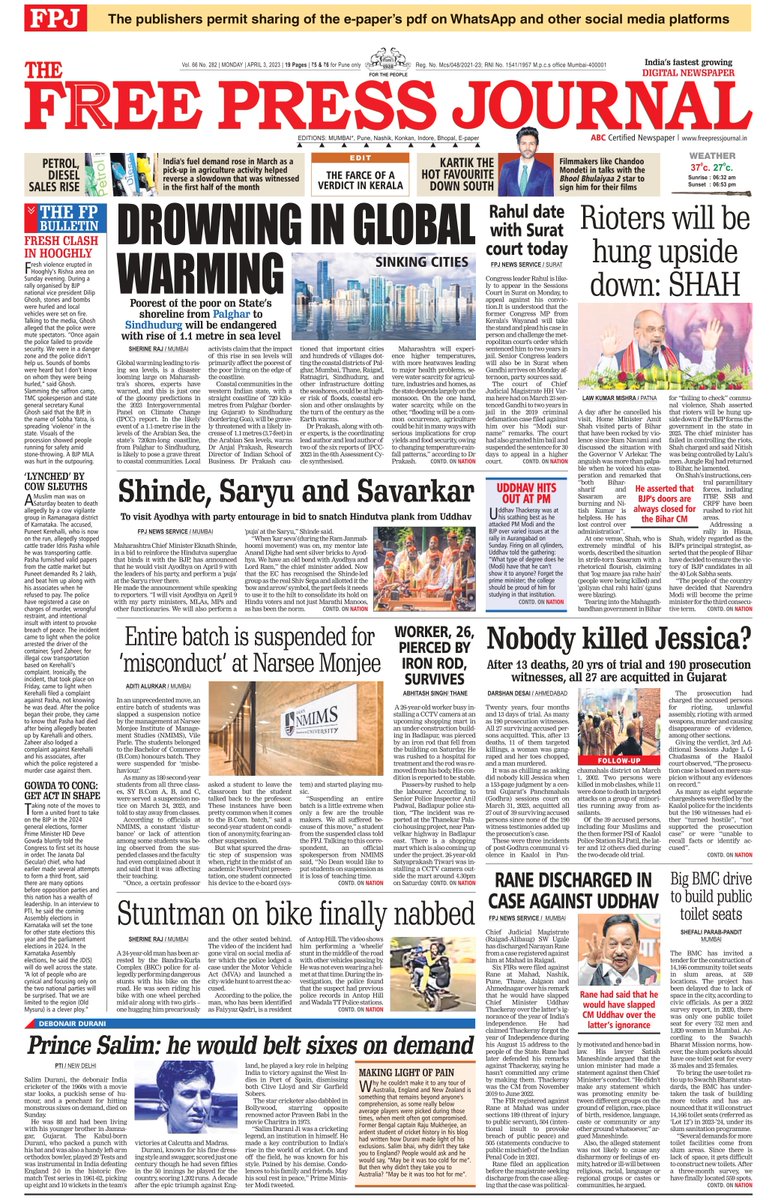 Free press journal on twitter fpjfrontpage rioters will be hung