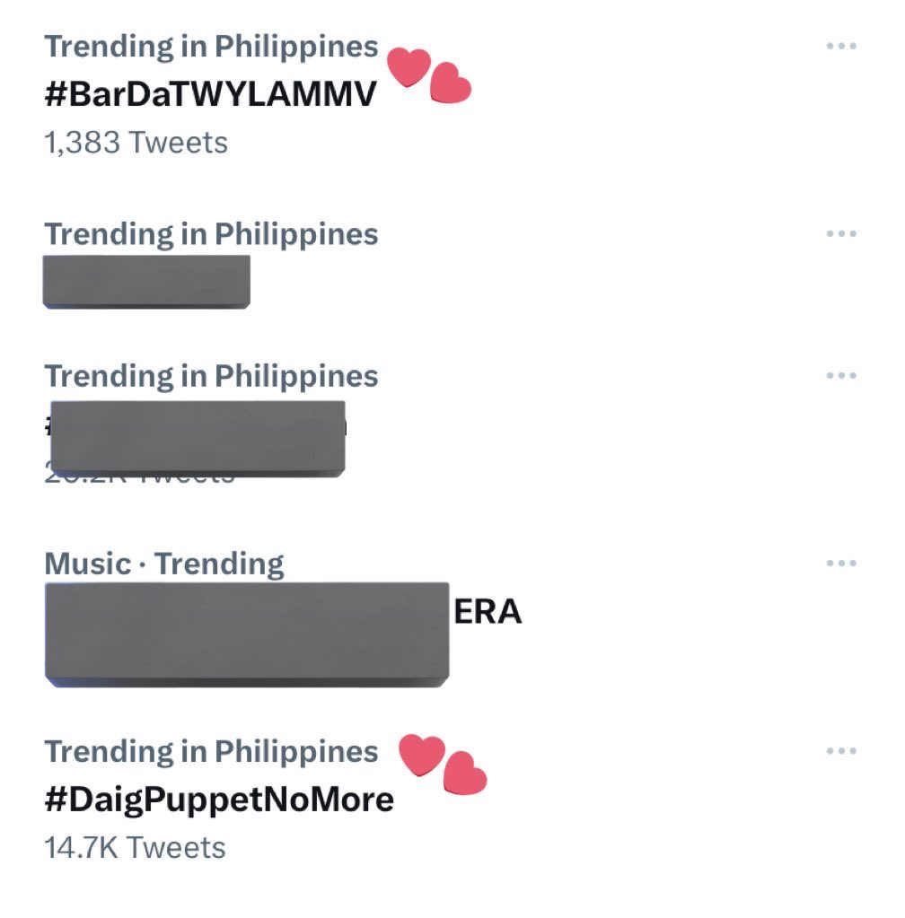 OfficialFiLayFP's tweet photo. TRENDING | Look! Our tags 
#BarDa 
#BarDaTWYLAMMV 
#DaigPuppetNoMore are also trending simultaneously! 🔥

No chill Monday for saklays &amp; investors ha! Namiss niyo ba sila? 🤭

Thank you everyone! Keep the tweets coming! 

TWYLAM ONEMILLION https://t.co/E4mG9zP6vV