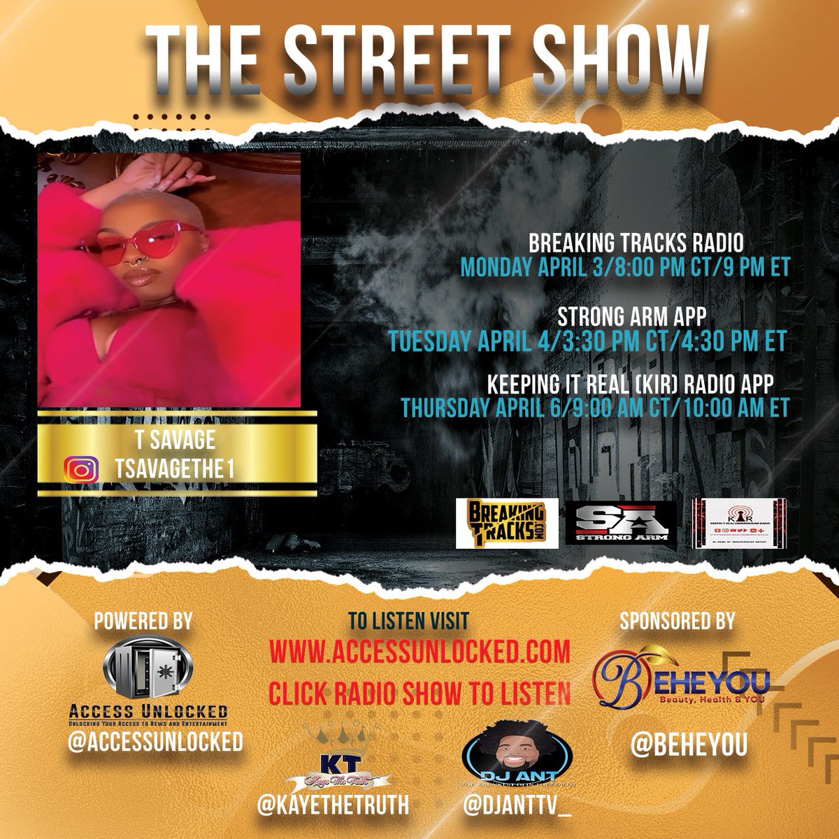 KayeThe_Truth's tweet photo. The Street Show guest @tsavagethe1   #kayethetruth #djant #wildmanteddyt #talkshow #podcast #accessunlocked #news #media #indiemusic #network #branding #talkshow #branding #marketing #promo #pop #tsavage #breakingtracks @breakingtracksradio  @accessunlocked @keepinitrealradiocom https://t.co/jyVSABT39z