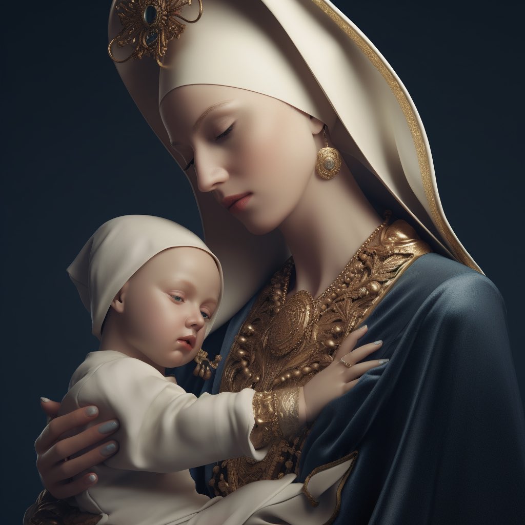 MetaHaari's tweet photo. Madonna and child

#aifashion #aiart #madonnaandchild https://t.co/5tQ4njRIFY