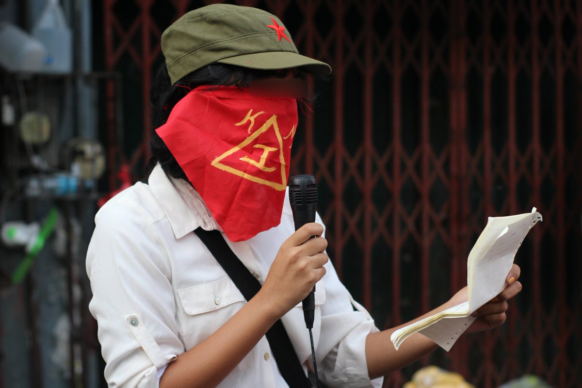 ICYMI: In commemoration of the 54th founding anniversary of the New People's Army (NPA), the underground revolutionary youth group Kabataang Makabayan (KM) marched along Blumentritt, Maynila on Sunday, April 2.